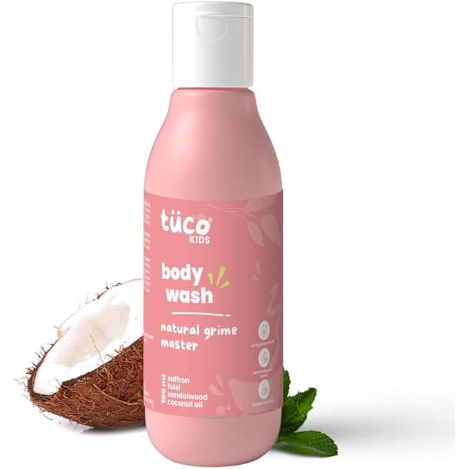 Tuco Intelligent Mild Body Wash/Shower Gel With Sandalwood Oil, Tulsi, Saffron for Ages 3+ Kids, Paraben & Sulphate Free - 100 ml (Pack of 1) - Image 1